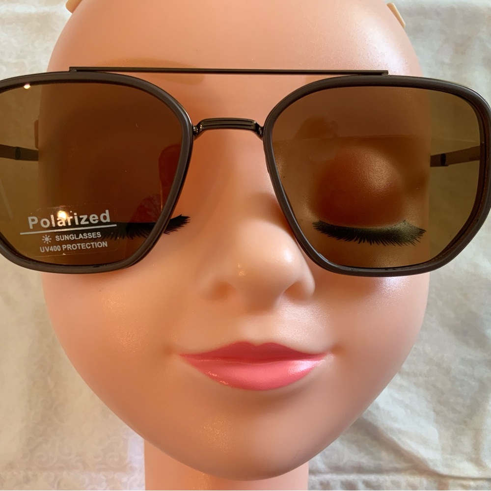 Polarized Sunglasses UV400 Protection TR6002 C1 56-15-138 Brown Metal Unisex
